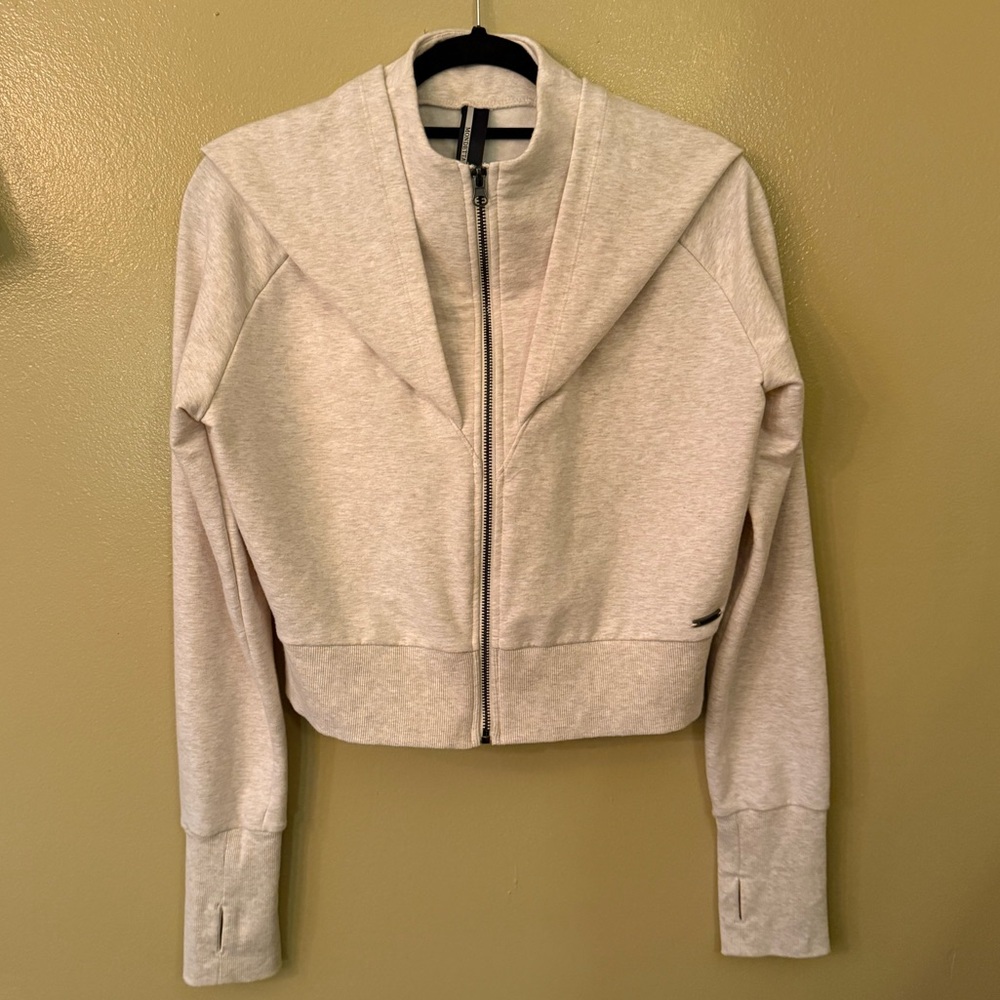 Mondetta Women's Cream Zip up Jacket with Oversized Hood
